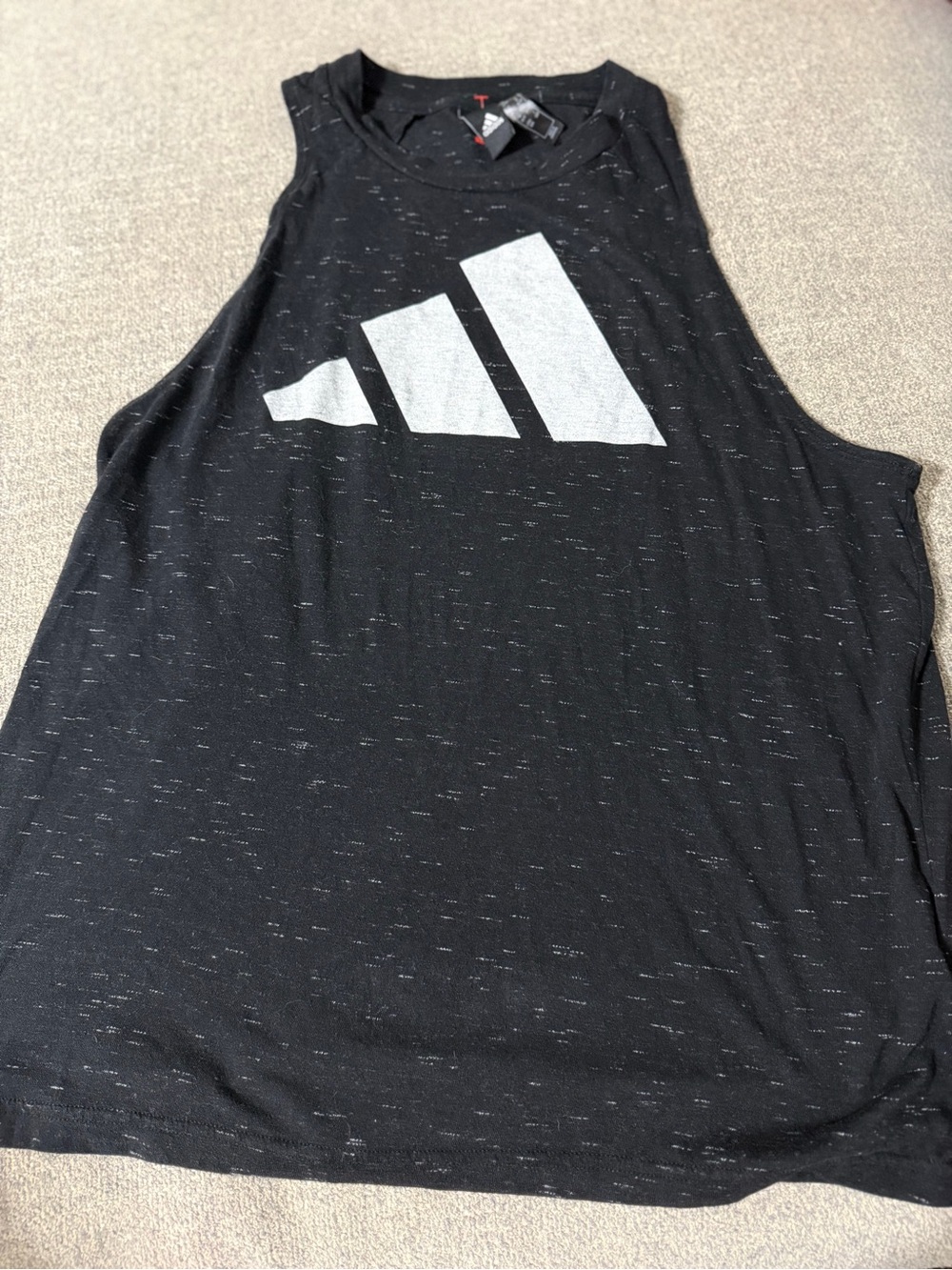 adidas Black Muscle Tank with White Logo